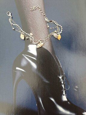 Silver Beaded Multi Shells Charms Bracelet / Anklet Women Girls Fashion Jewelry